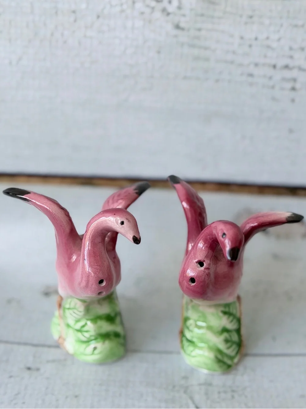 Hand-Painted Pink Flamingo Salt and Pepper Shakers - Home Accents